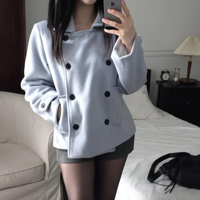 [안감누빔/흔한패딩말고˚‧] 울40* 더블 카라 울 누빔 하프 숏 코트