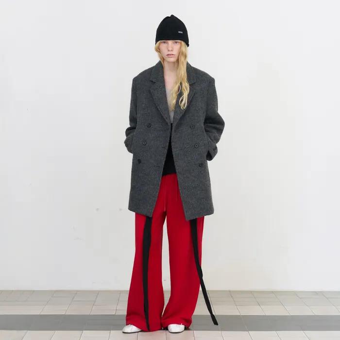 [4th] Overtone wool peacoat - charcoal