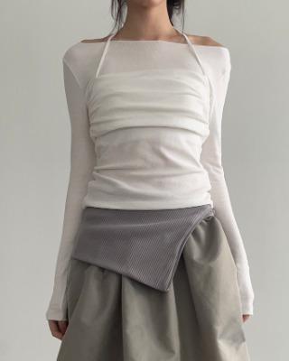 halter bustier span tee (3color)