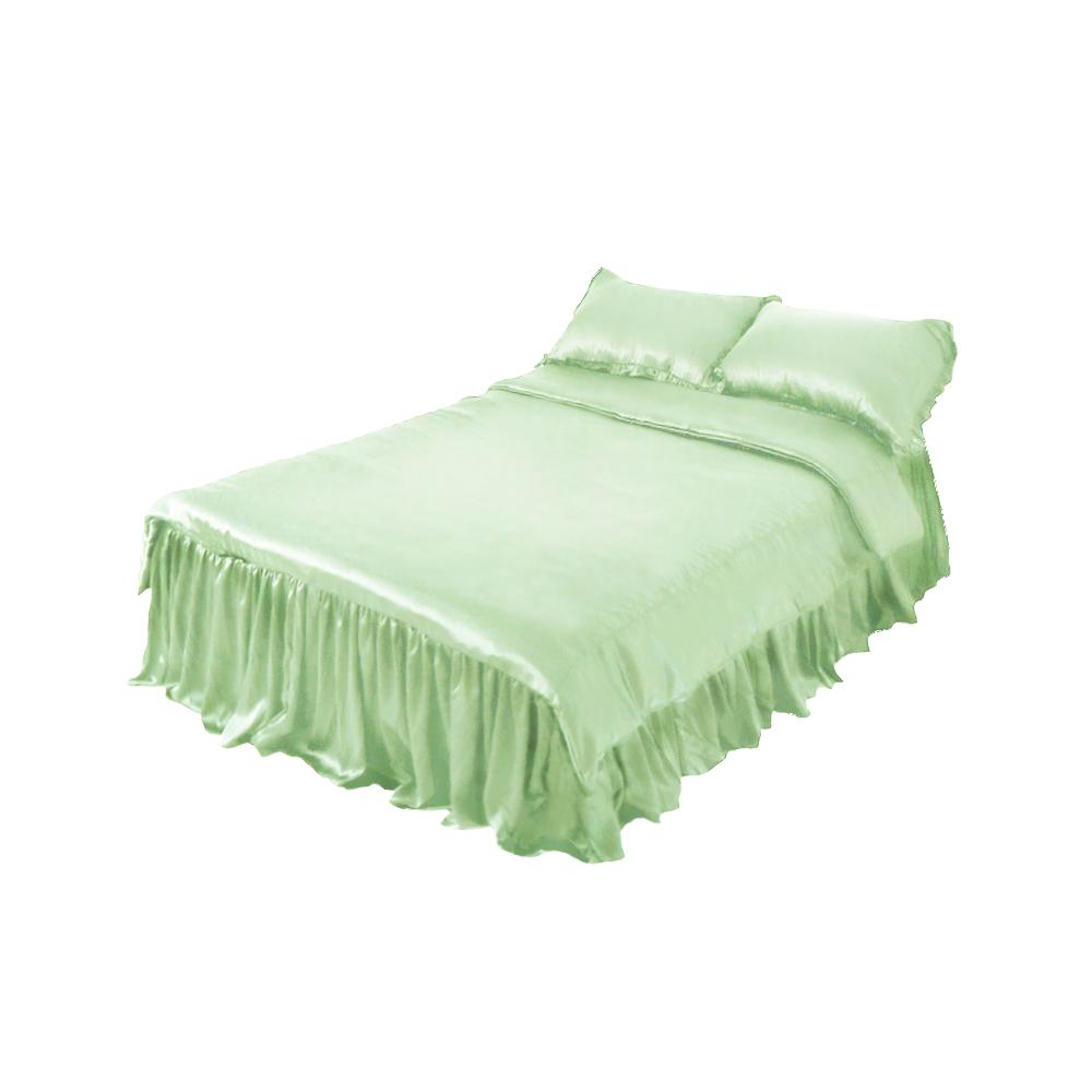 Emerald Green Satin 베드스커트 Full Set