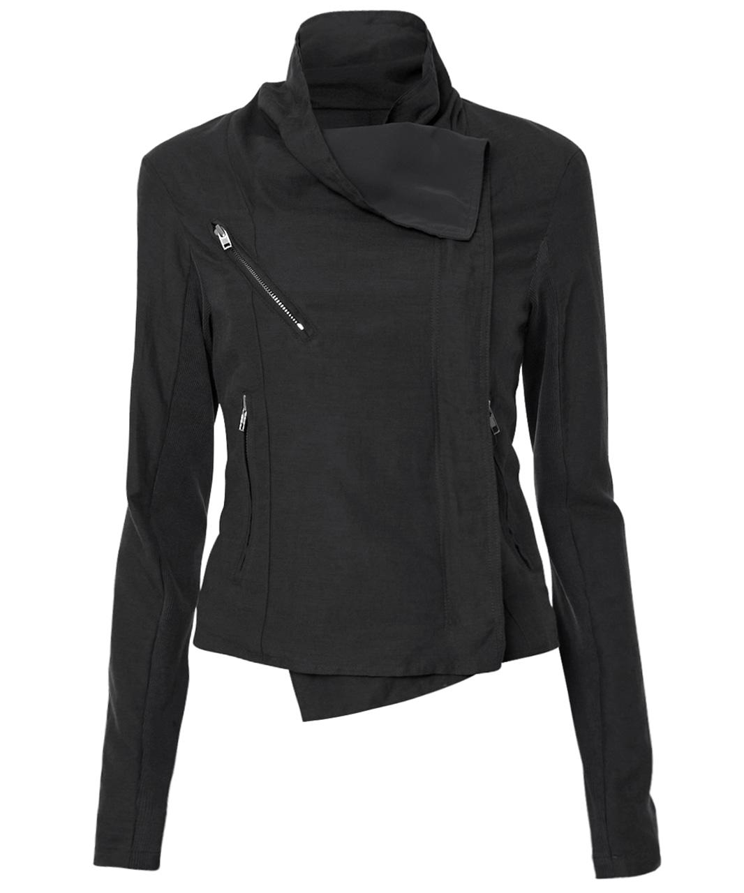 Asymmetrical Biker Jacket (FL-047_Black)