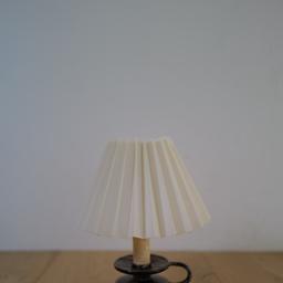 Vintage Ceramic Table Lamp with Pleated Fabric Shade, 1970s