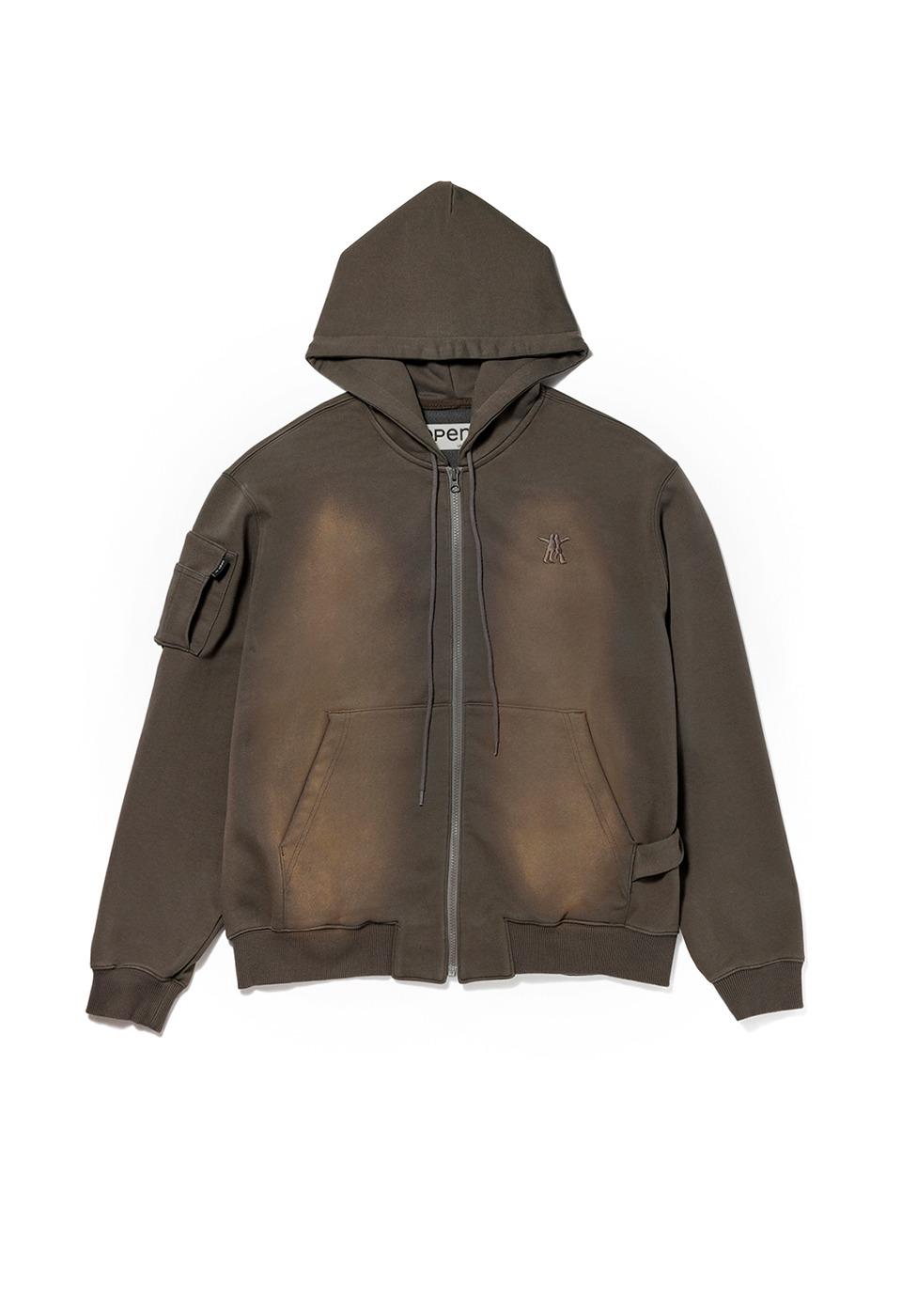 POCKET WASHED BOX HOODIE, CHARCOAL