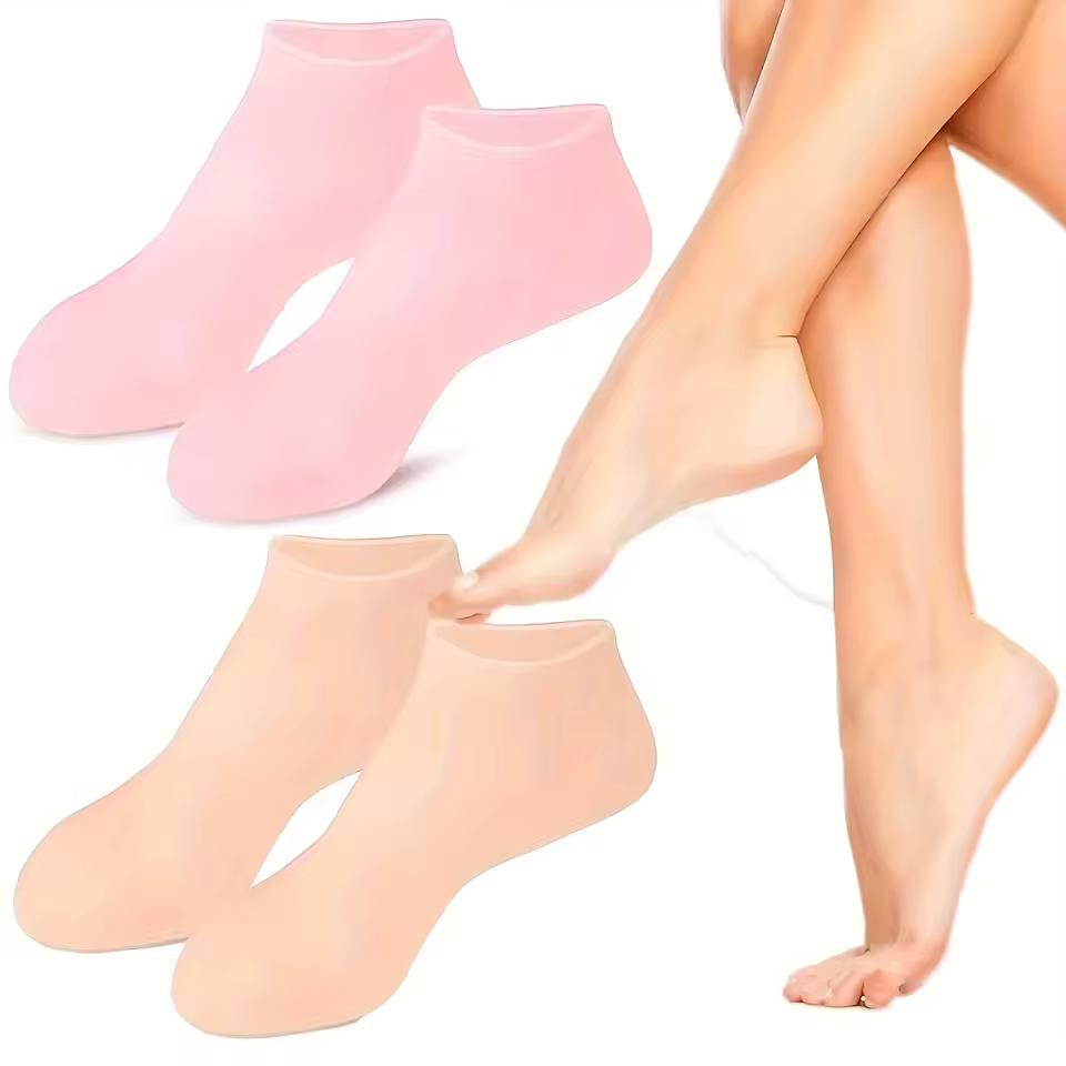 건조하고 갈라진 발을 위한 2팩 모이스춰라이징 실리콘 젤 양말 영양 피부 윤활 풋 케어 마사지 양말
