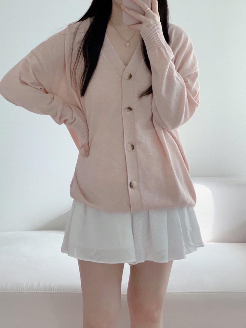 러체 [2col] Lowner loose fit cardgian 핑크 블루 브이넥 루즈핏 가디건