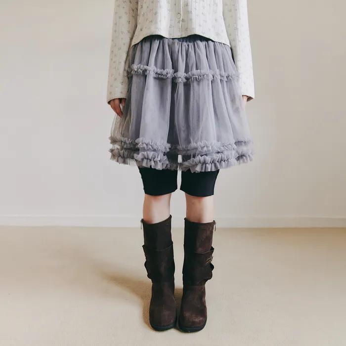MESH FRILL TUTU SKIRT_CHARCOAL
