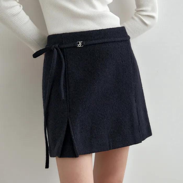 울 블렌드 트위드 미니 스커트 네이비 MDSK029NAVY