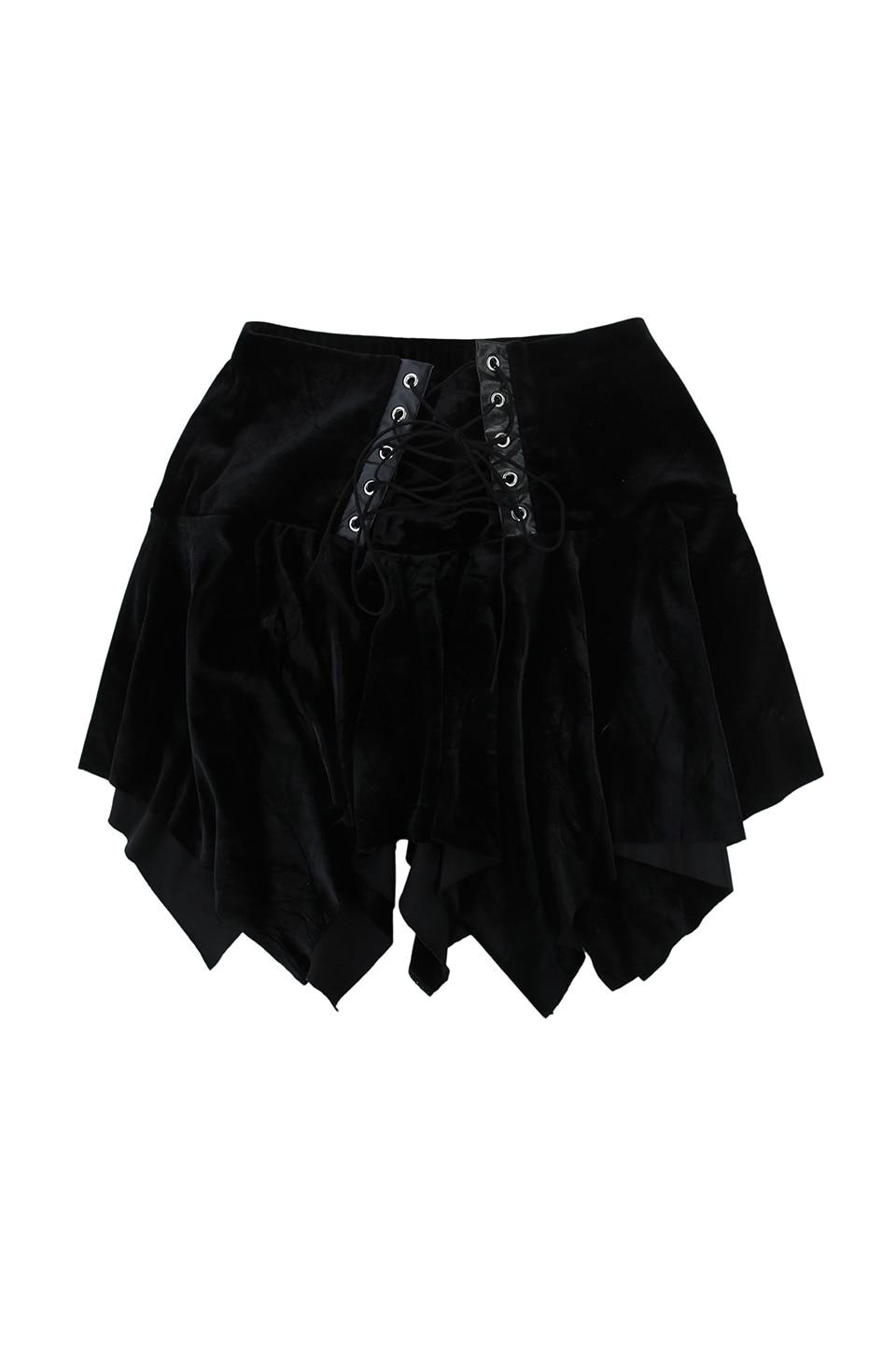 velvet lace-up skirt
