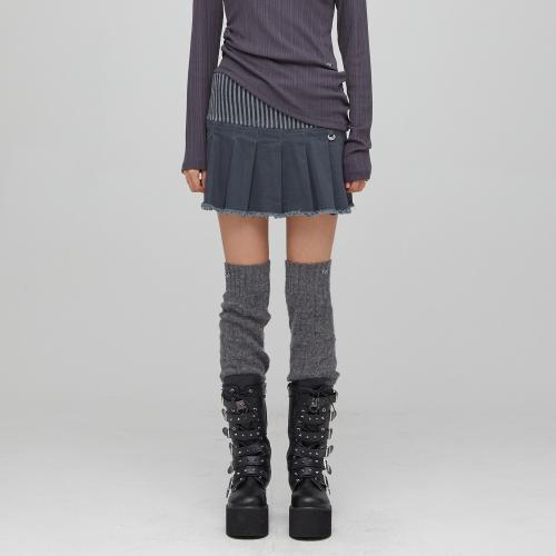 KNIT WIDE BAND MINI SKIRT CHARCOAL 니트 미니스커트 BQ4KS002