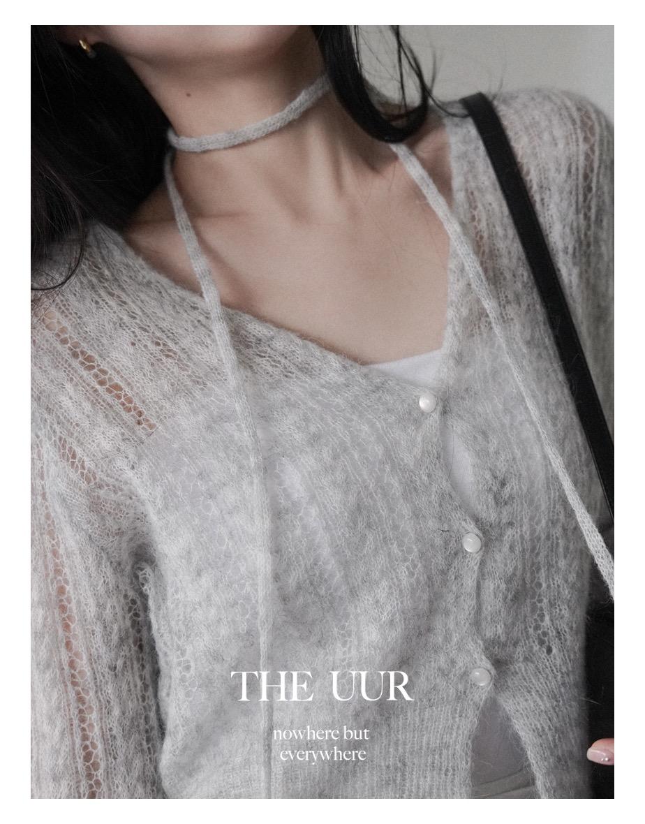 [strap_set] uur petal flake cardigan [white-melange]