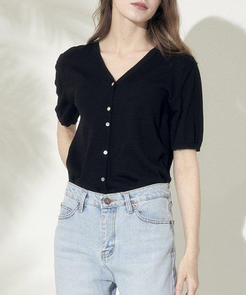 여성 COOL 반팔 브이넥 얼음니트(머신워셔블)_ZB2SW528_BK