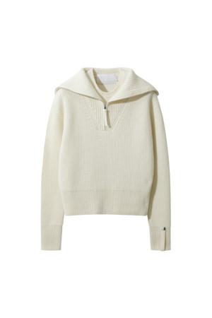 Ribbed Short Sweater (White)