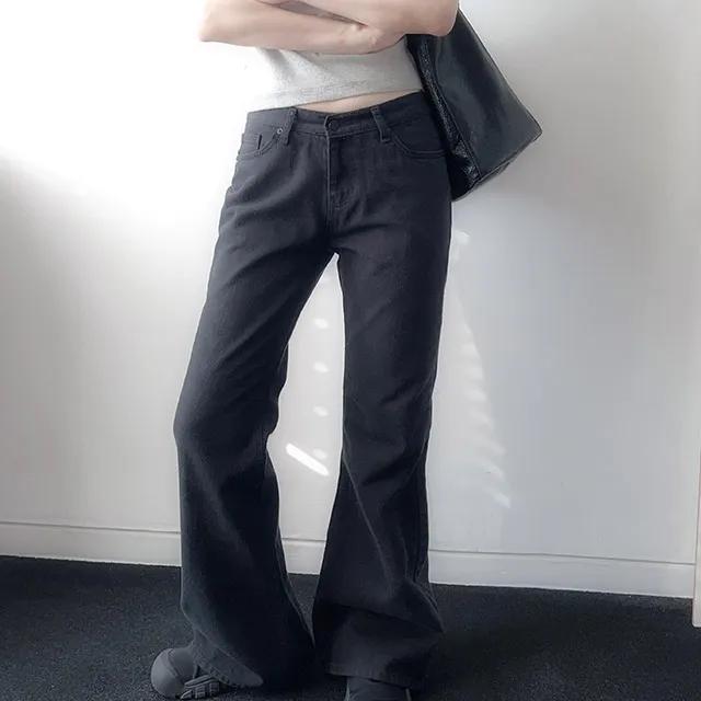 블랙 로우 부츠컷 팬츠