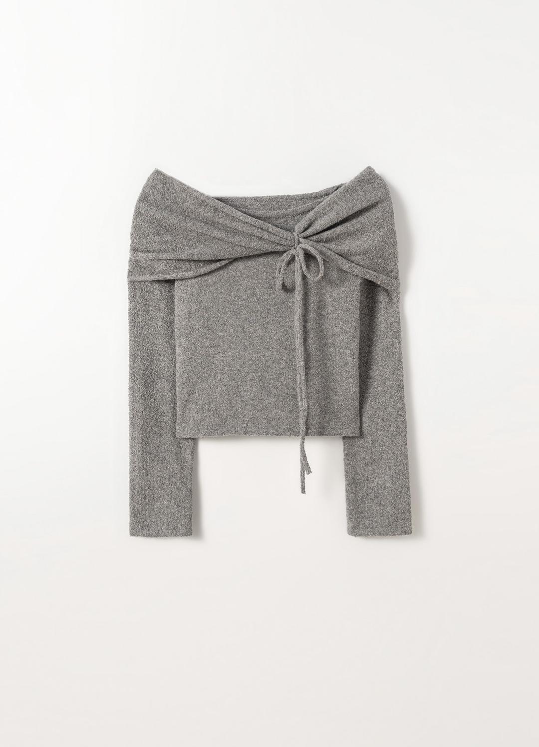 2ND Soft Boucle Ribbon Knit(Grey)