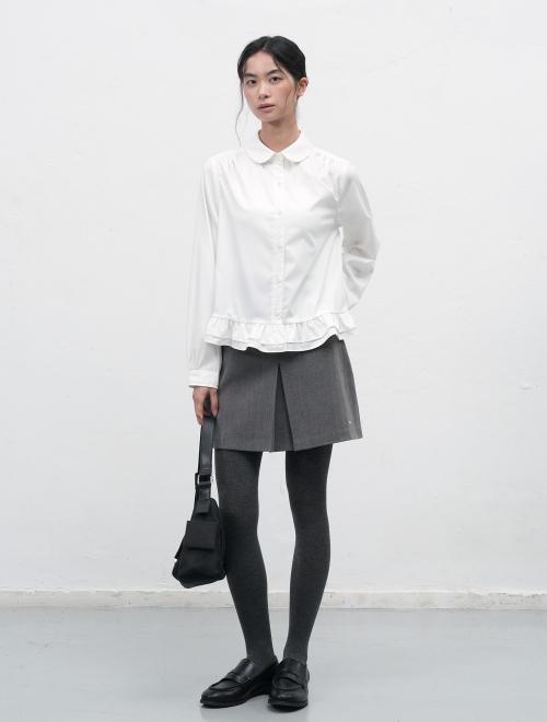 라운드 카라 프릴 블라우스 [WHITE] / WBE3L03513