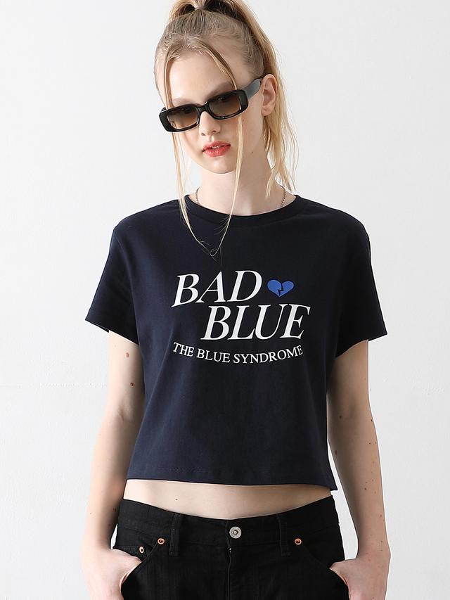 Lettering Crop Tee Navy