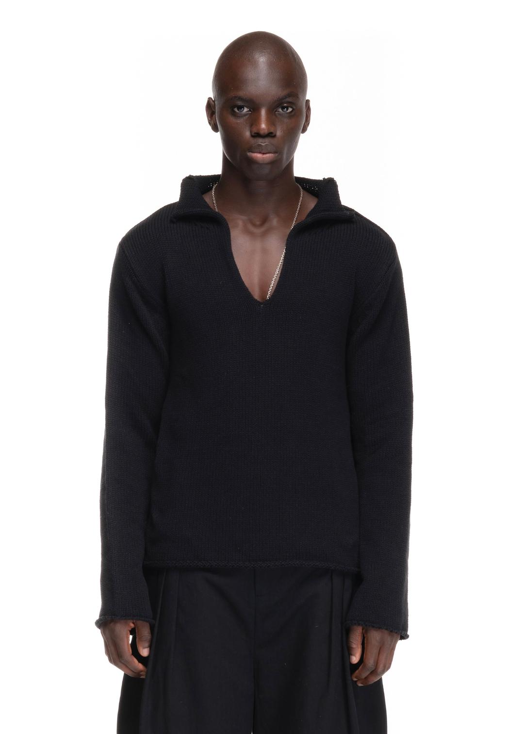 V KNIT SWEATER BLACK - 2