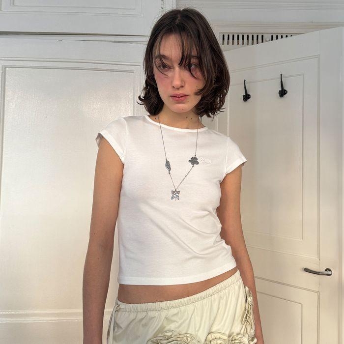 Logo Cap Sleeve T-shirt (White)