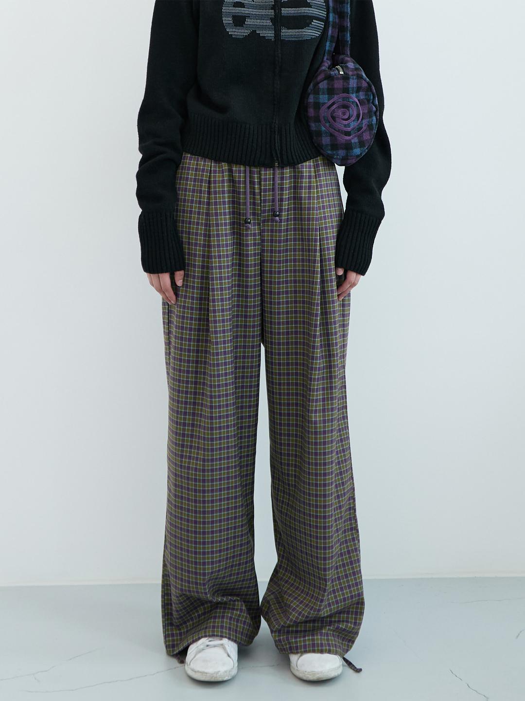 클래식 체크 투웨이 밴딩 팬츠 (Khaki Check)