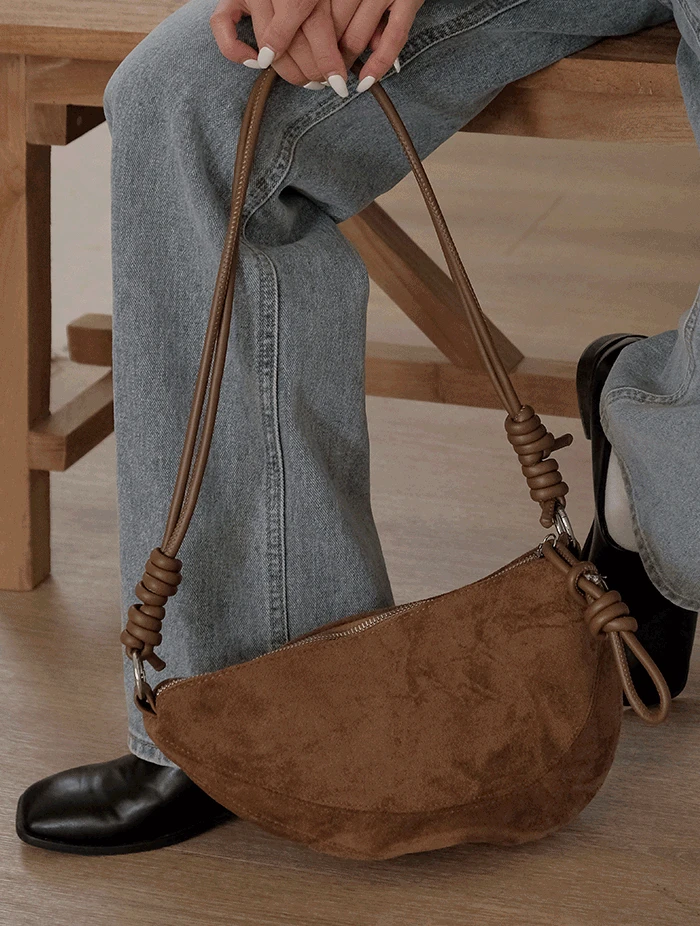 2way 스웨이드 하프문 루프 크로스 숄더백