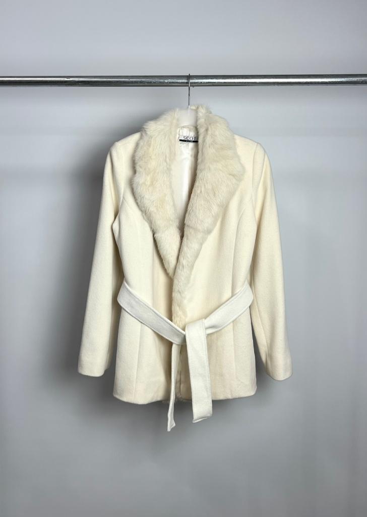 SCOT CLUB rabbit fur wool coat