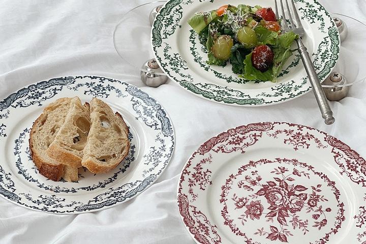 르네 플라워 접시 프랑스 감성 꽃무늬 디저트접시 파스타접시