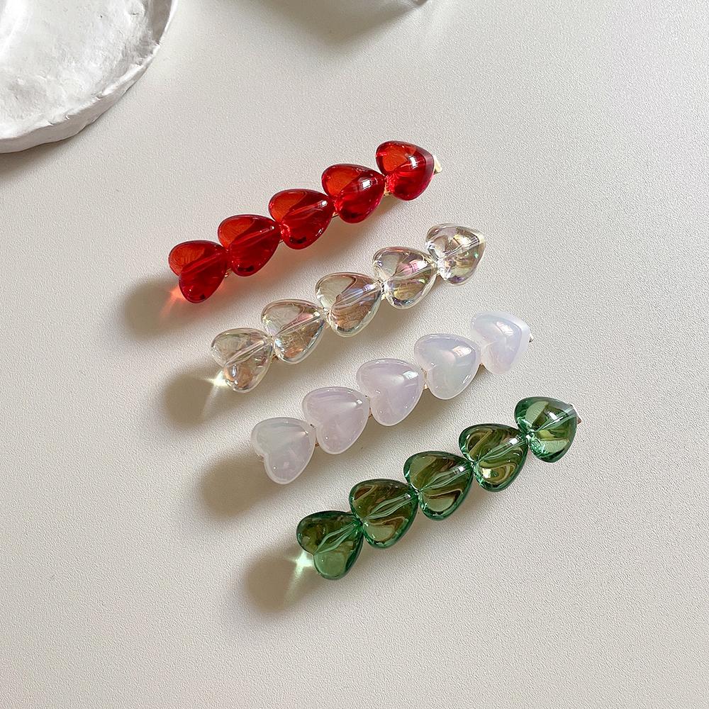 홀로그램 투명 하트팬던트 헤어핀 4color