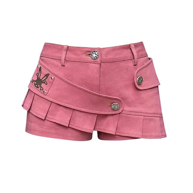 Two-tone Belt Embellished Pleated Culottes [2color]