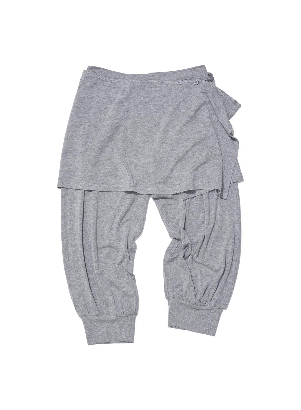 [WOMEN] PWC DETACHABLE WRAP SKIRT HAREM MIDI PANTS_MELANGE