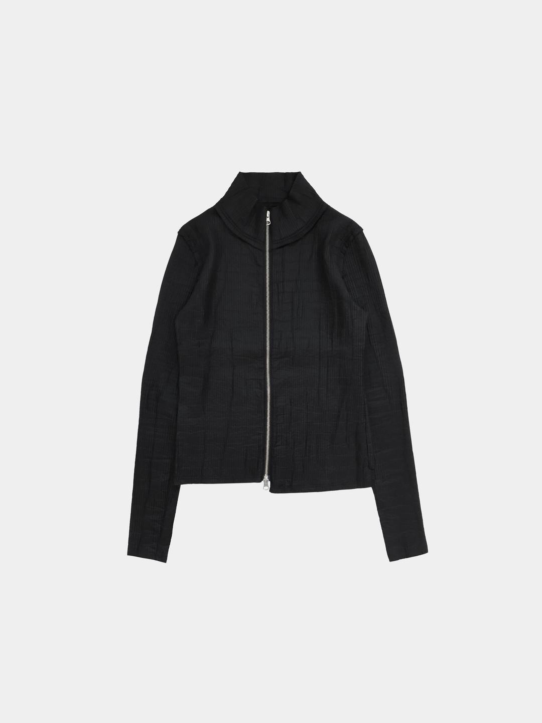 PLEATS ASYMMETRICAL JACKET BLACK