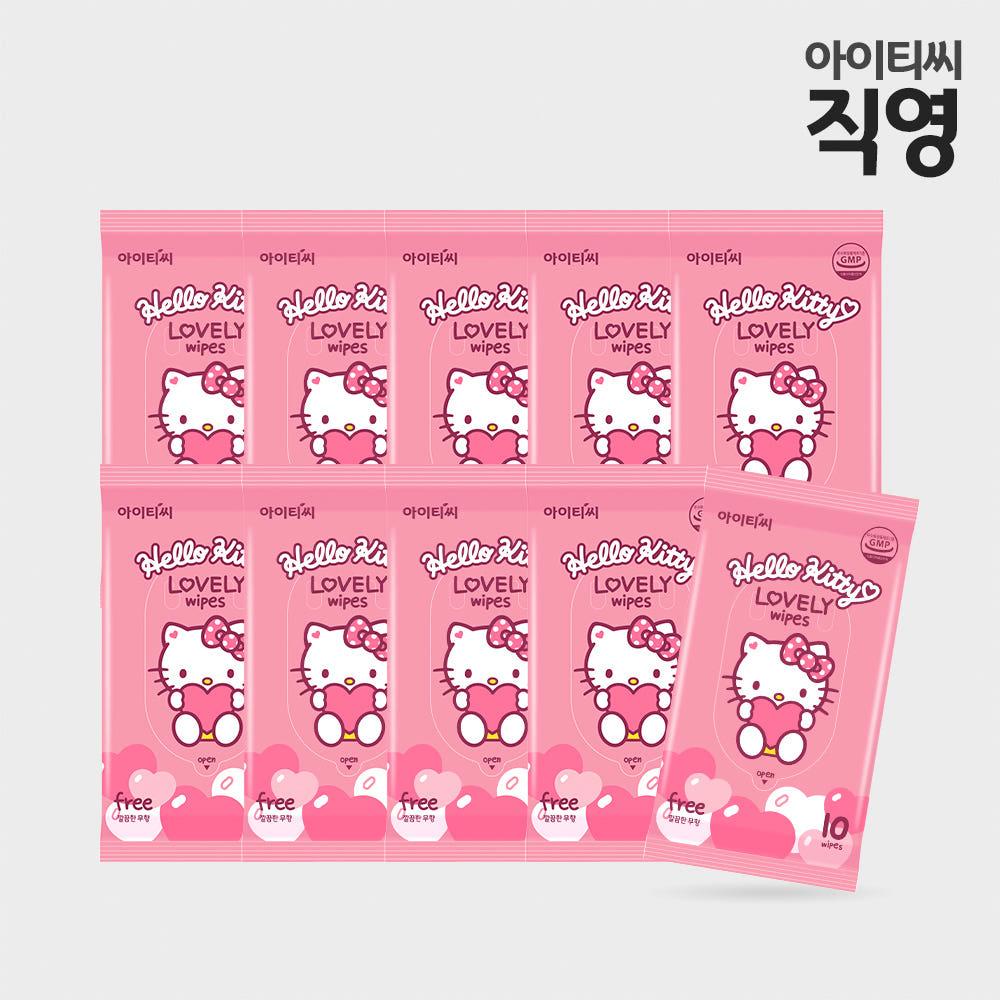 헬로키티 러블리 휴대용 물티슈(10매)X10팩