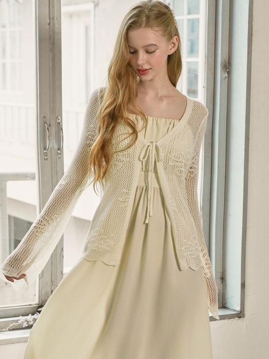 폰티스 크로셰 리본타이 커버업 가디건