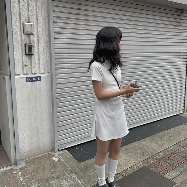 헤즈 테리 카라 미니 원피스