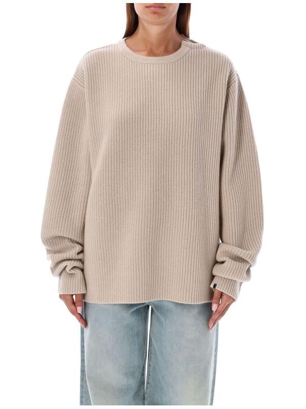 컷아웃 넥 캐시미어 니트