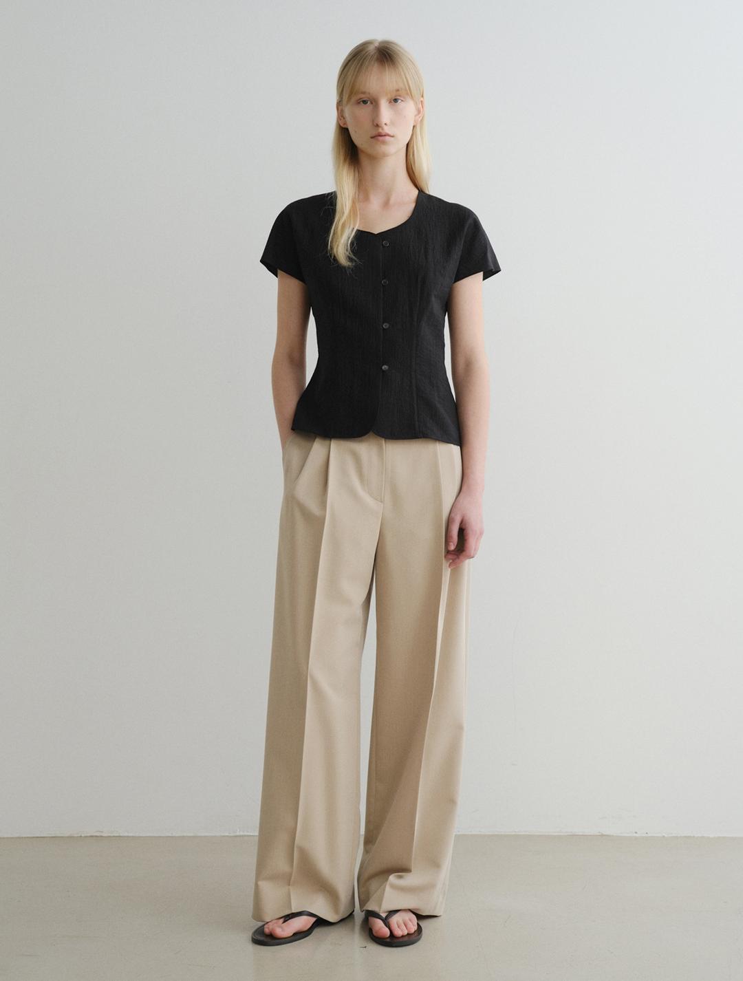 Celia Button Blouse (Black)