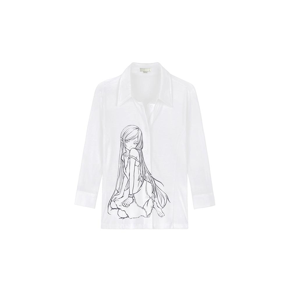 [BONNAE : 본네] THREE-QUARTER SLEEVE SHIRT WHITE