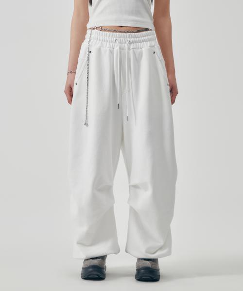 Double-Tucked Set-up Pants [ White ]
