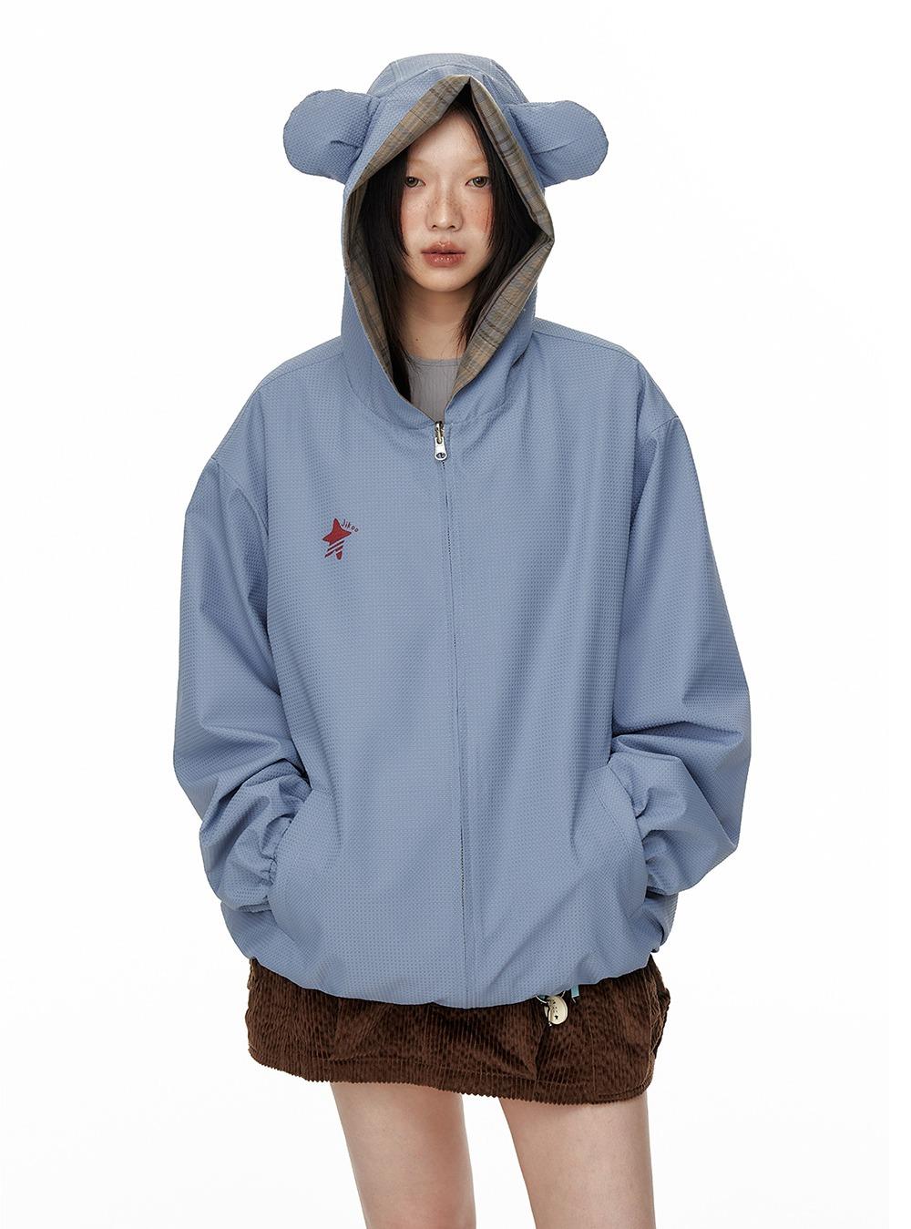 Reversible Check Print Hooded Jacket
