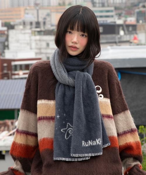 WXAC023 히라히라 유키모토 모헤어 목도리 (GRAY)