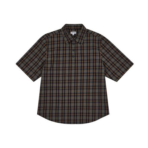 POCKET CHECK HALF SHIRTS (BROWN)