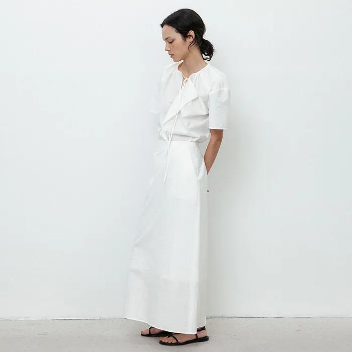 [6차 리오더] Crunch Maxi Skirt_White