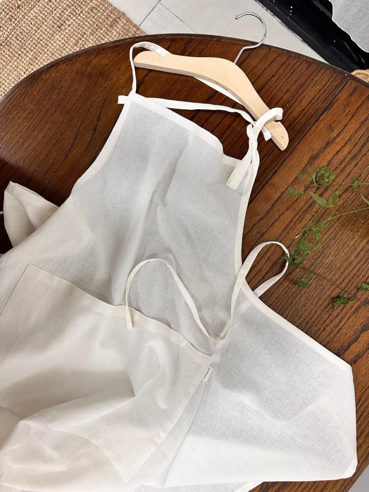all white simple line apron 올화이트 심플라인 에이프런