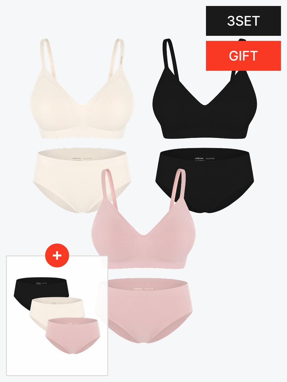 [3종 SET] 프리라인 브라 볼륨&팬티