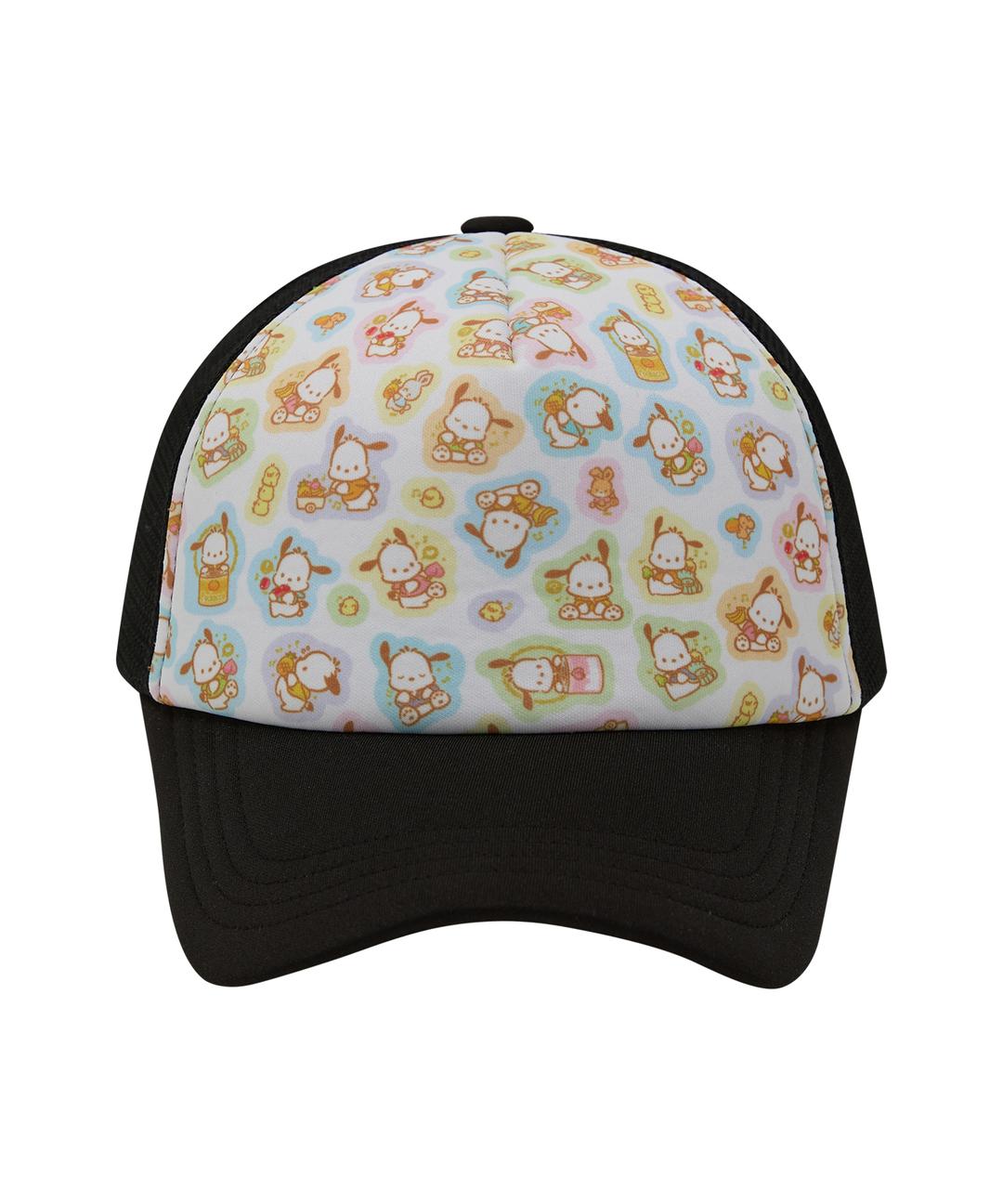 포차코 스티커 그래픽 트러커 캡 블랙