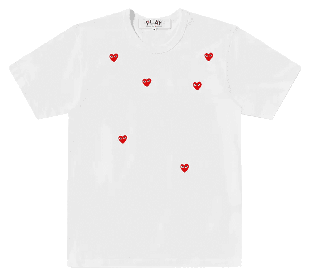 멀티 레드 하트 로고 티셔츠 유니섹스