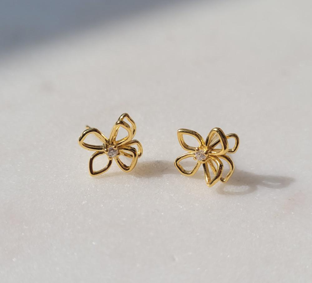 꽃잎 두겹 골드도금 실버925 귀걸이