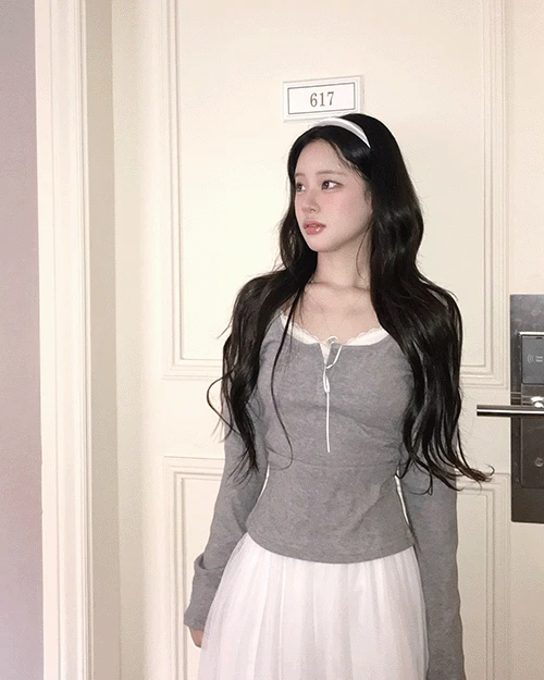 [ 발레코어🩰 ] 보떼 ribbon 슬림 셔링 TOP