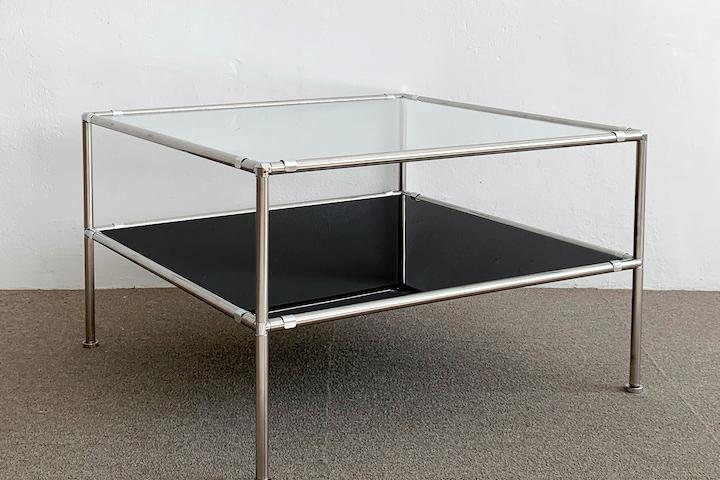 DIY 스테인레스 모듈가구 2단 쇼파테이블(강화유리)