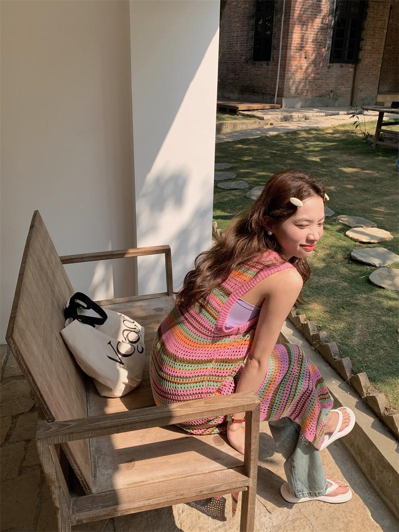 무배-빈티지니트 나시원피스(비치웨어 민소매 빅사이즈 호캉스 리조트룩 )