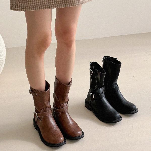 플로리다스튜디오 르블랑 바이커 버클 스트랩 부츠 FL4724